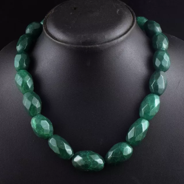 Single Strand 719 Cts Amazing Green Emerald Beaded Wonderful Necklace VK 13 E551