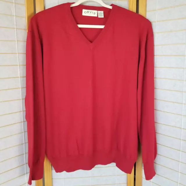 ORVIS CASHMERE BLEND Sweater V Neck Dark Red Maroon Long Sleeves Men ...