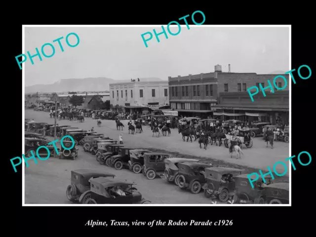 OLD LARGE HISTORIC PHOTO OF ALPINE TEXAS VIEW OF THE RODEO PARADE c1926
