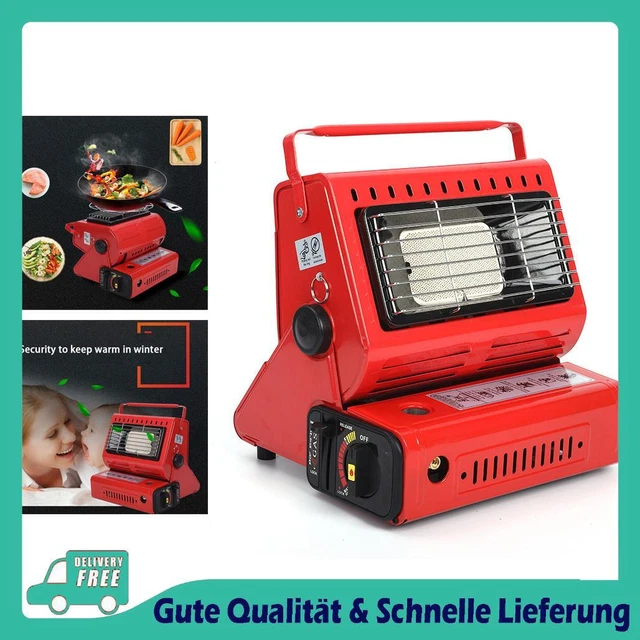 2in1 Tragbare Gasheizung 1,3KW Camping Butan Gas Kocher Keramik Gaskocher