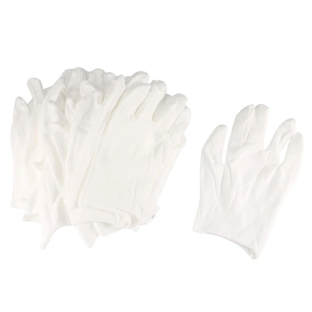 Cotone gioielli monete d'argento guanti di ispezione bianco 10 coppie
