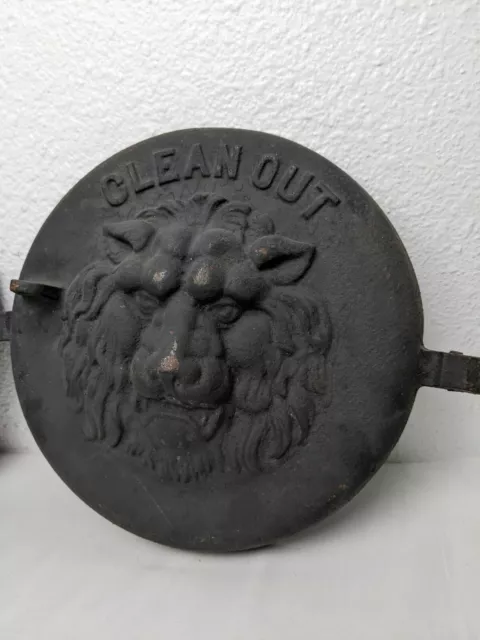 PAIR Antique Lion's Head Beast CLEAN OUT Cast Iron Architectural Salvage Element 3