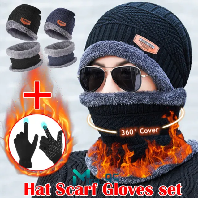 Guantes Para El Frío Bufandas De Mujer Hombre Gorros De Invierno Juego Chalina