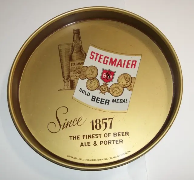 Stegmaier Gold Medal Beer 12" Metal Beer Tray