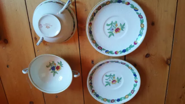 2 sets 2 handled bowls and plates Myott. Son & Co. England china