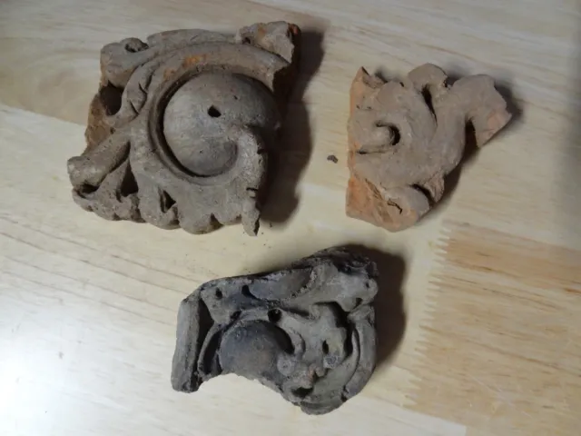 ANTIQUE TIBETAN MONGOLIAN  BUDDHIST HAND MADE CLAY decor pieces