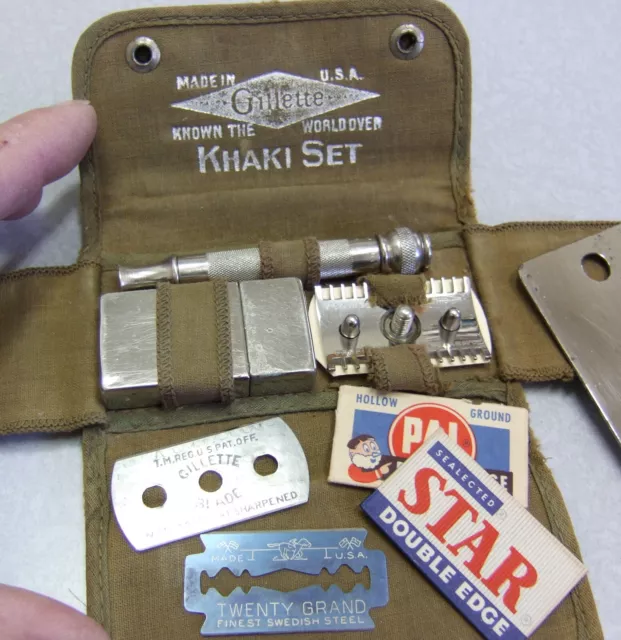 Gillette G114318 1918 WW1 Property US Army Military Soft Khaki Razor Set