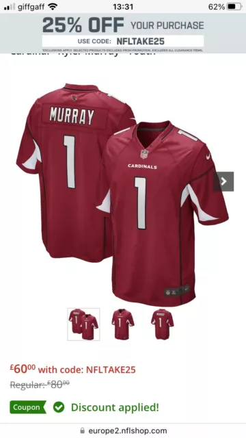 Nike NFL Arizona Cardinals Murray #1 Jersey RRP: £90