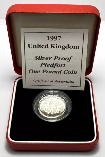 1997 UK Silver Proof 1 Pound Piedfort Coin w/ Case & COA