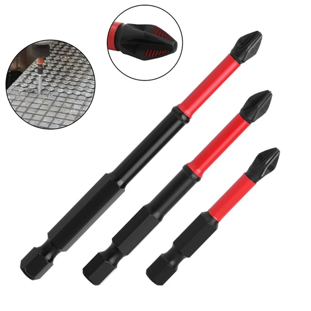 Punte cacciavite testa incrociata magnetica resistente PH2 gambo esagonale rosso