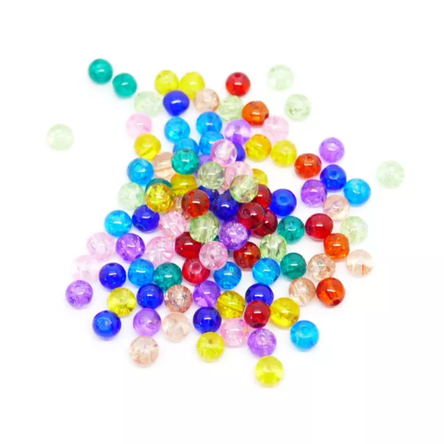 100 Crackle Glass Beads 4mm Mixed Colours Jewellery Making Crafts P00119XG