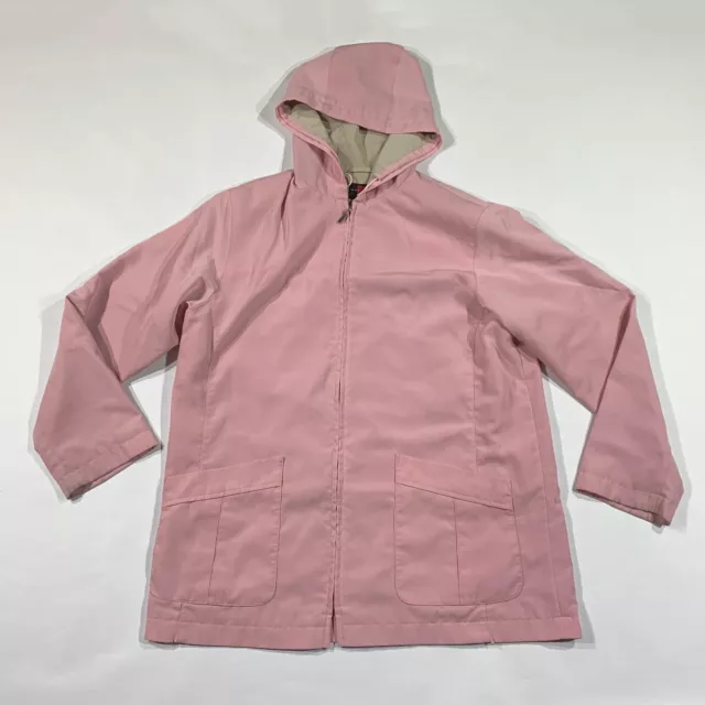 GALLERY Jacket Womens Large Pink Coat Lined Hooded Rain Wind Lightweight Pockets