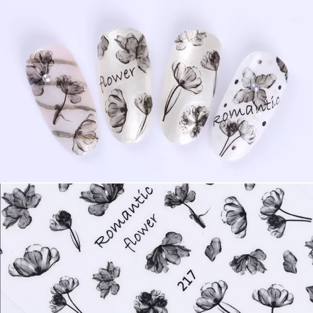 Blume 3D Nagelsticker Nail Art Stickers Aufkleber Ink Painting Decals 2