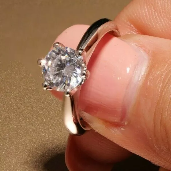 2Ct Round Cut Moissanite Diamond Solitaire Engagement Ring 14K White Gold Plated