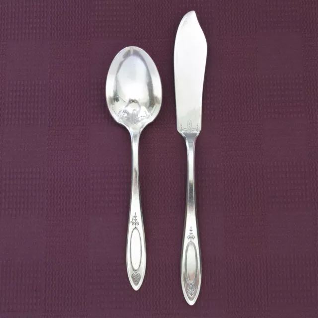 Oneida Community Plate Adam sugar spoon and butter knife silverplate flatware