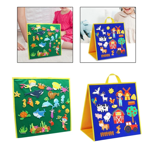 Tableau En Feutre Animaux Ferme - Jeu Éducatif 3D Pour Enfants, 105x75 Cm