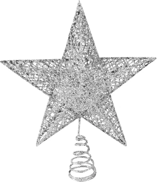 Christmas Tree Star Topper, Metal Xmas Tree Topper Star Christmas Decoration Gli