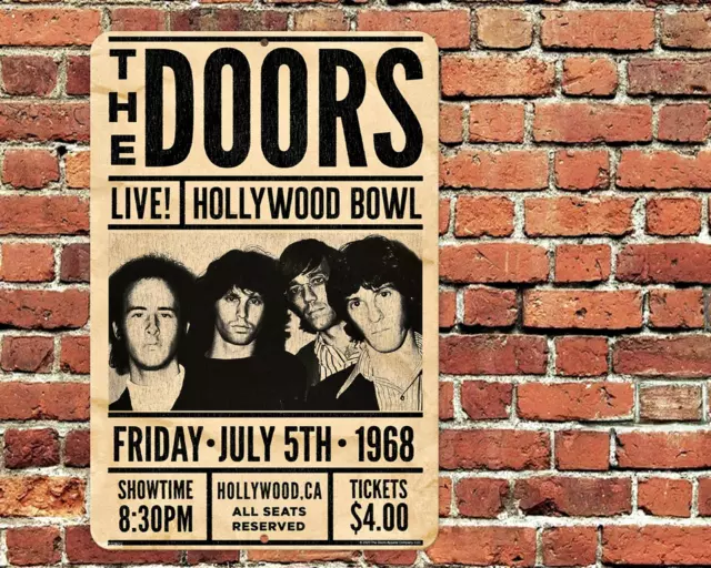 The Doors Metal Tin Sign 8"x12" Hollywood Bowl Concert