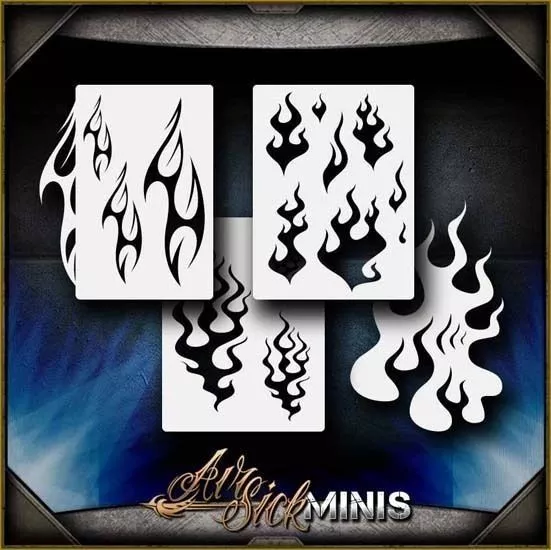 "Mini Flame Set 2" Airbrush Stencil Template Airsick