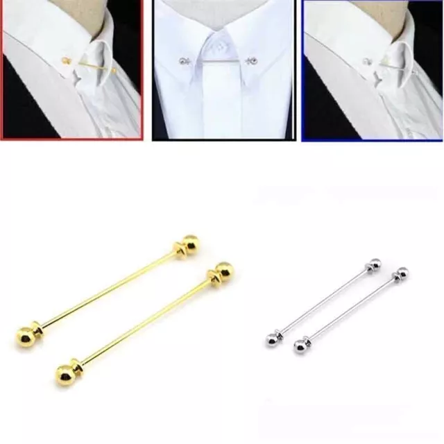 Clip Clasp Brooch  Necktie Bar  Tie Round Pin End Pin Shirt Gift Silver  Collar