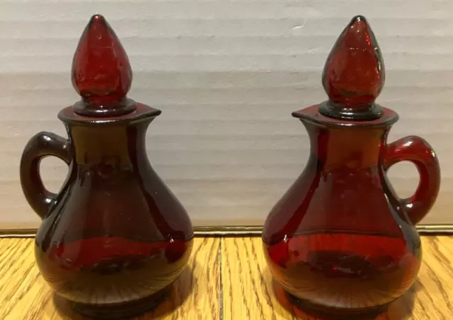 2 for price of 1! FREE SHIP! AVON Cape Cod 1876 RUBY RED Glass Cruet w/ Stopper