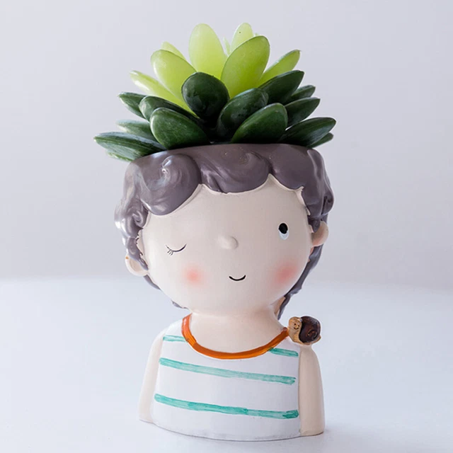 Cartoon Boy Pots kreativer Harz Pot Pflanzer Bonsai Töpfe Home Desktop