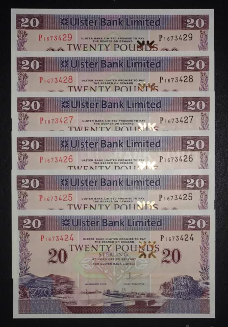 2015  Letter P  Ulster Bank £20 Ireland Belfast -{ UNC/MINT }-  P-342b.3