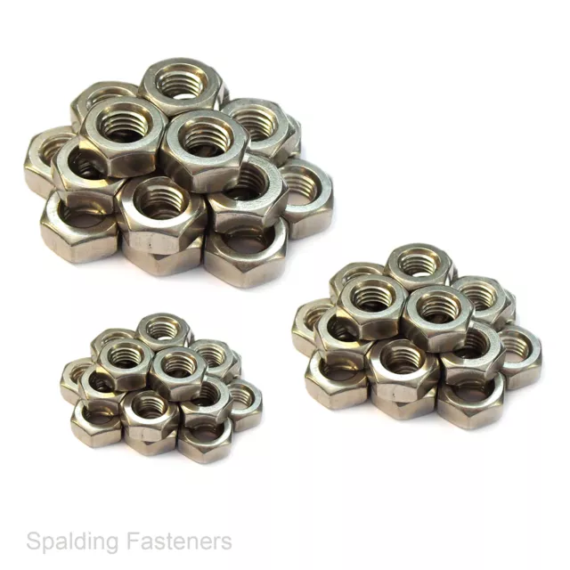 60 Assorted Metric A2 Stainless Steel M3 M4 & M5 Hexagon Full Nuts