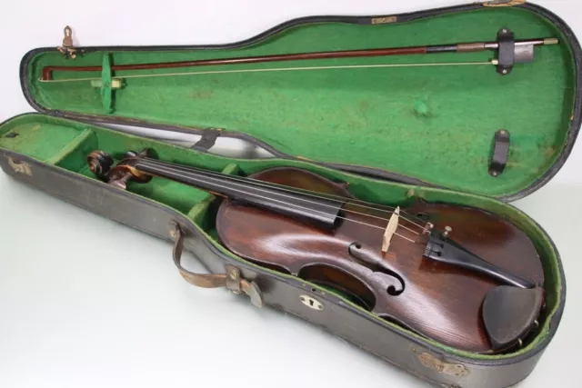 Antike Barock Geige Violine mit Koffer und Bogen