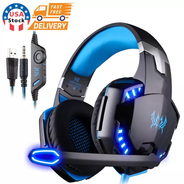 3.5mm Gaming Headset Mic LED Headphones Stereo Bass Surround for PC PS4 Xbox ONE