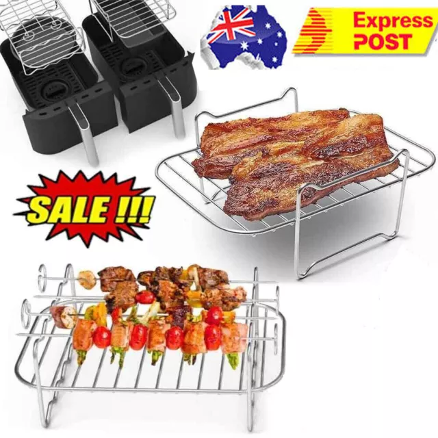 Air Fryer Rack Stainless Steel Double Basket Grill Sticks