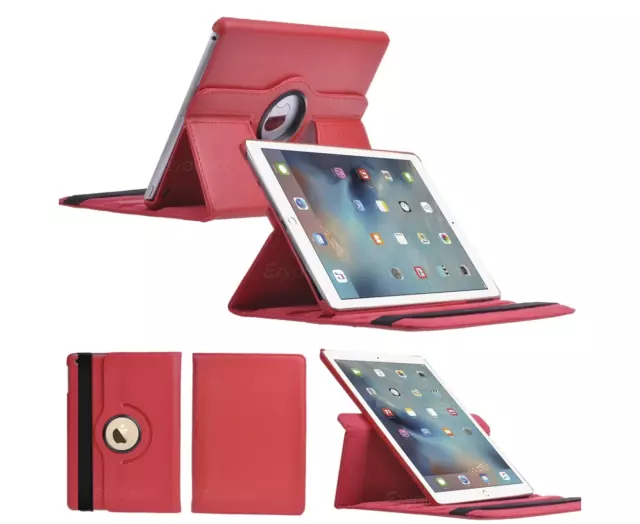 Red 360°Rotating Smart Wake up Flip Leather Case Cover for New Apple Ipad Mini 4