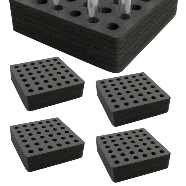 4 Test Tube Freezer Racks Black Foam Stand Transport Holds 36 Fits up to 16mm