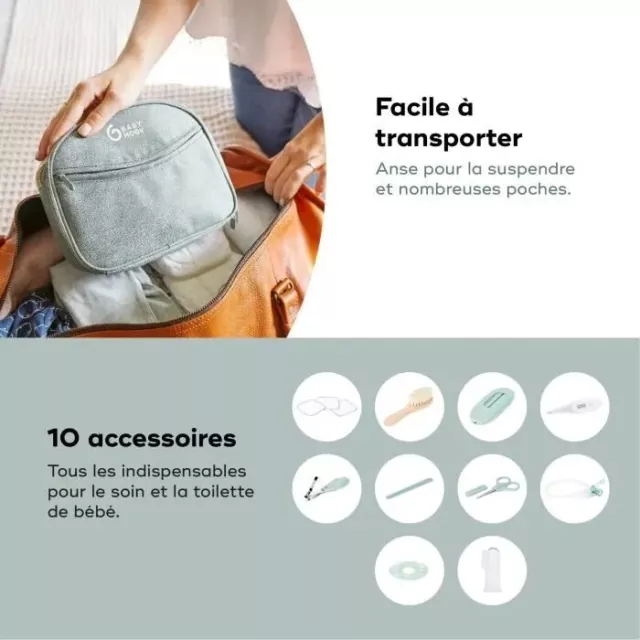 Babymoov - Trousse De Soin & De Toilette Pour Bébé, 10 Accessoires, Matcha 2