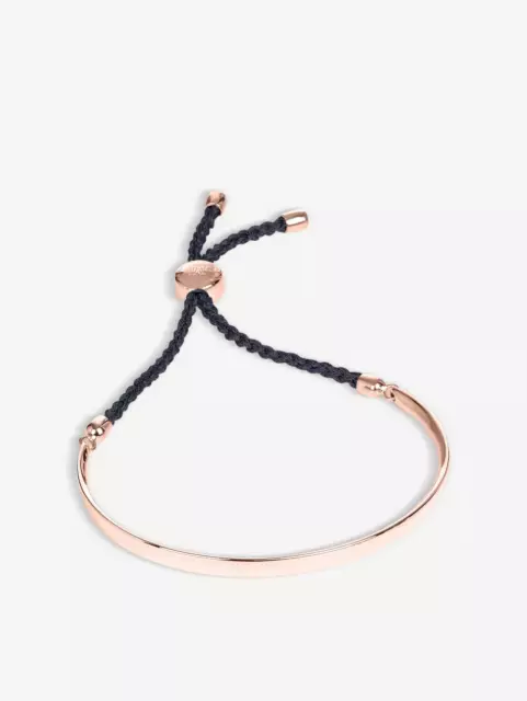 MONICA VINADER Fiji Friendship  Bracelet 18K Rose Gold Vermeil Black Rope