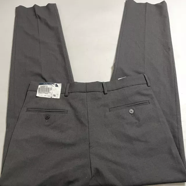 Nautica Mens Gray Flat Front Dress Pants Size 32x32 NWT