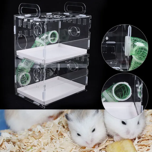 Animal House Hamster Cage 2 Tier Acrylic Mouse Mice Rat Habitat Pet Small