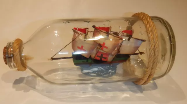Vintage  Ship in a Bottle by NANCO Sales Co. Chelsea, Mass. Made in Taiwan