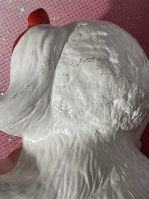 vintage valentine Shih Tzu  Maltese  Girl dog Bows figurine Statue heart love 5