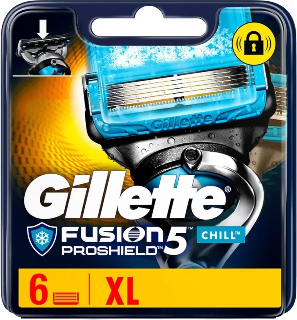 Pack 6 Lames GILLETTE PROSHIELD CHILL Recharge Rasoir Gilette Proglide Fusion 5