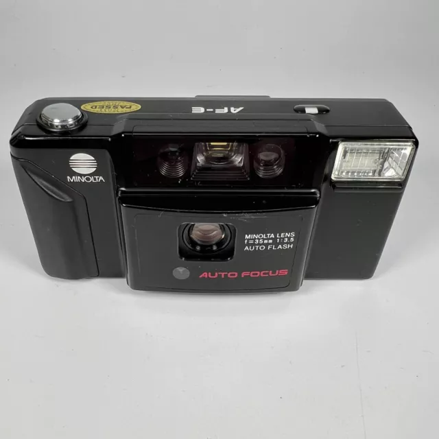 1984 Minolta AF-E Design Award 35mm Point & Shoot f3.5 Lens Camera - WORKING