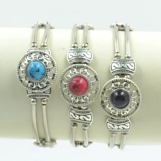 Bracelet réglable pour femme, bijoux à la mode, argent tibétain, perle...