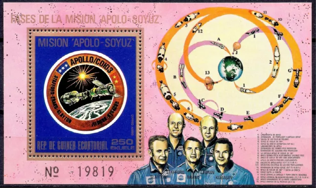 Equatorial Guinea 1975 Space Apollo Soyuz Mission Test Project Astronauts MNH