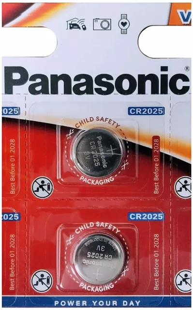 2 Panasonic CR2025 3V Lithium Coin Cell Battery 2025 For Watches Fob Keys Alarm