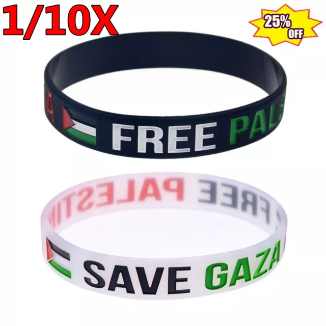 1/10X Gaza-freies palästinensisches Armband Silikon-Armband Palästina-Flagge