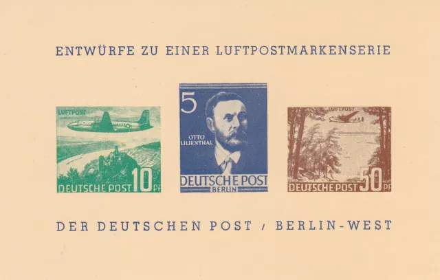 Block, Entwuerfe Luftpostmarkenserie Deutsche Post Berlin-West,
