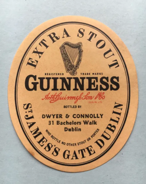 Guinness Bottle Label , Dublin , Ireland , Beer , Brewery , Old , Vintage.