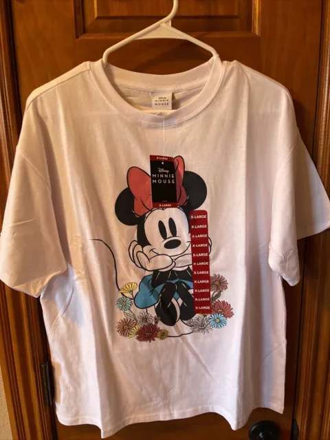 Disney Ladies Licensed Minnie Mouse Short Sleeve Tee with Embroidery Size XL