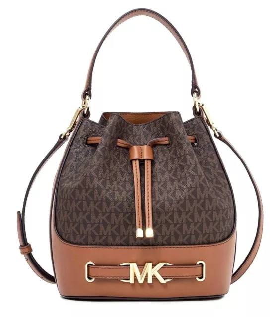 Michael Kors Femmes Sac en Bandoulière Reed Md Belted Seau Messenger Neuf Marron