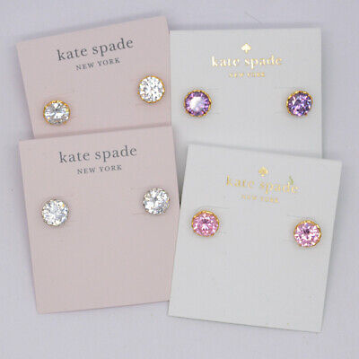 Kate Spade new york jewelry gold tone silver plated stud earrings CZ for women